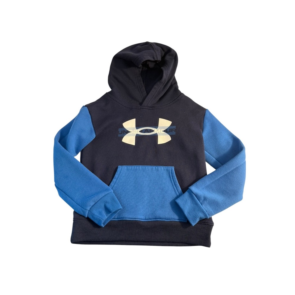 Under Armour Boys Navy Blue Royal Blue‎ Big Logo Pullover Hoodie Size 6 UAFI140J